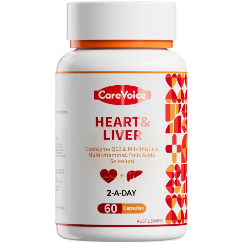 CareVoice Heart & Liver Capsules 60 Capsules dietary supplement bottle for daily nutritional support