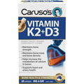 Caruso's Vitamin K2 plus D3 60 Capsules daily dietary supplement containing vitamin K2 and vitamin D3