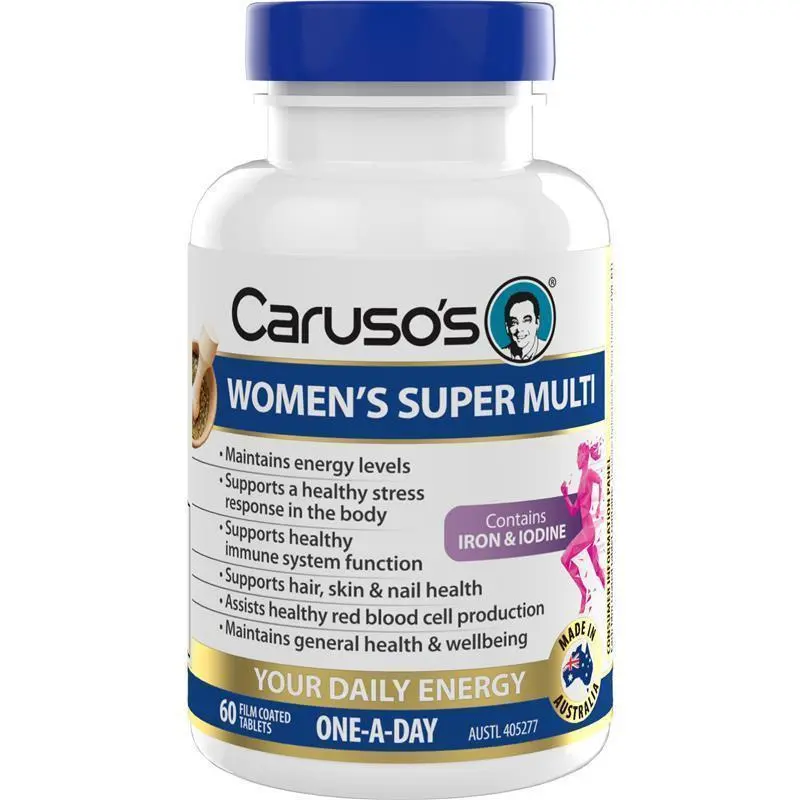 Caruso's Women's Super Multi 60 Tablets daily multivitamin and mineral dietary supplement for adult women