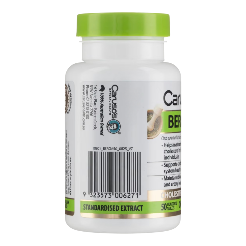 A white plastic bottle of Canas Beren Standardised Extract dietary supplement with a bright green cap and green accents on the label, shown against a plain white background.