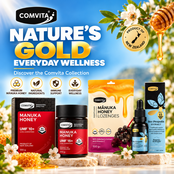 Comvita New Zealand Manuka Honey UMF 10+ and UMF 15+ honey, Manuka Honey Lozenges and Bee Propolis Extract products