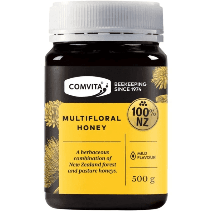 Comvita Multifloral Honey 500g premium New Zealand natural honey in a 500g jar with smooth sweet flavour