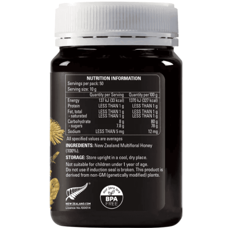 Comvita Multifloral Honey 500g premium New Zealand natural honey in a 500g jar with smooth sweet flavour