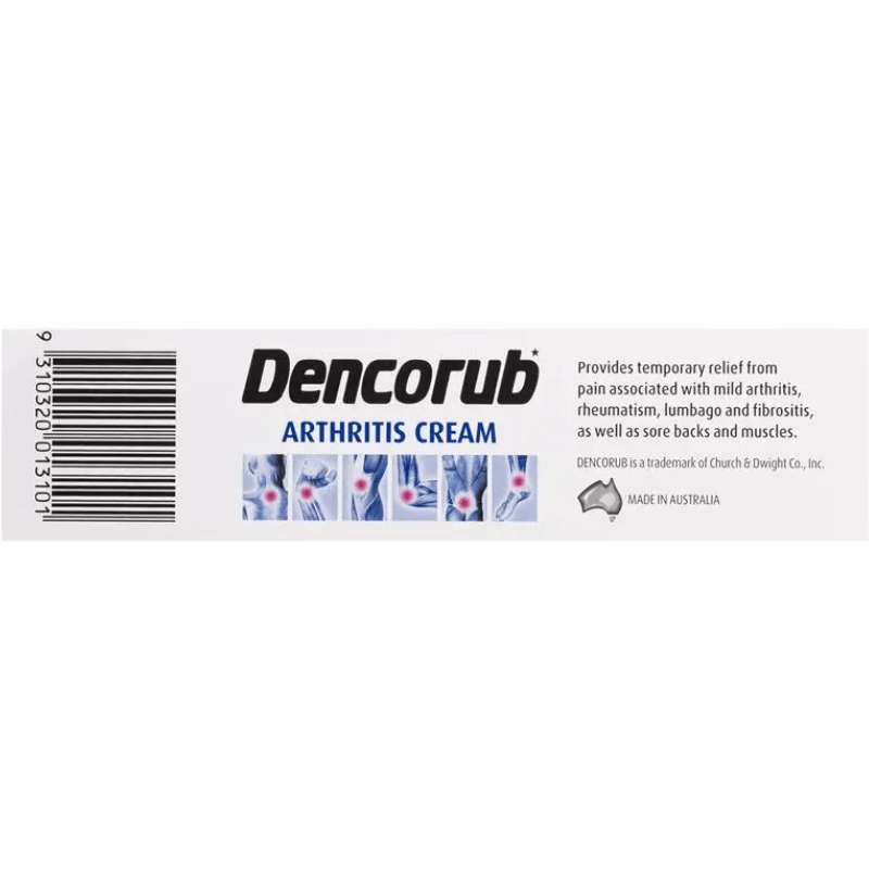 Dencorub Arthritis Cream 100g fast absorbing non greasy muscle and joint massage cream in a 100g tube