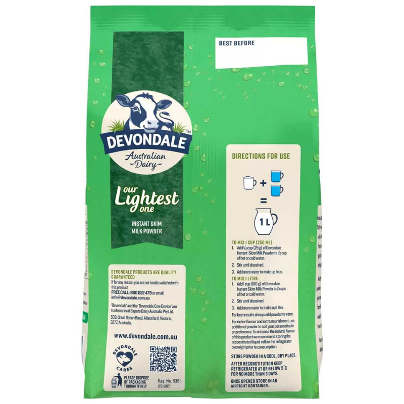 Devondale Instant Skim Milk Powder 1kg Australian instant skim milk powder