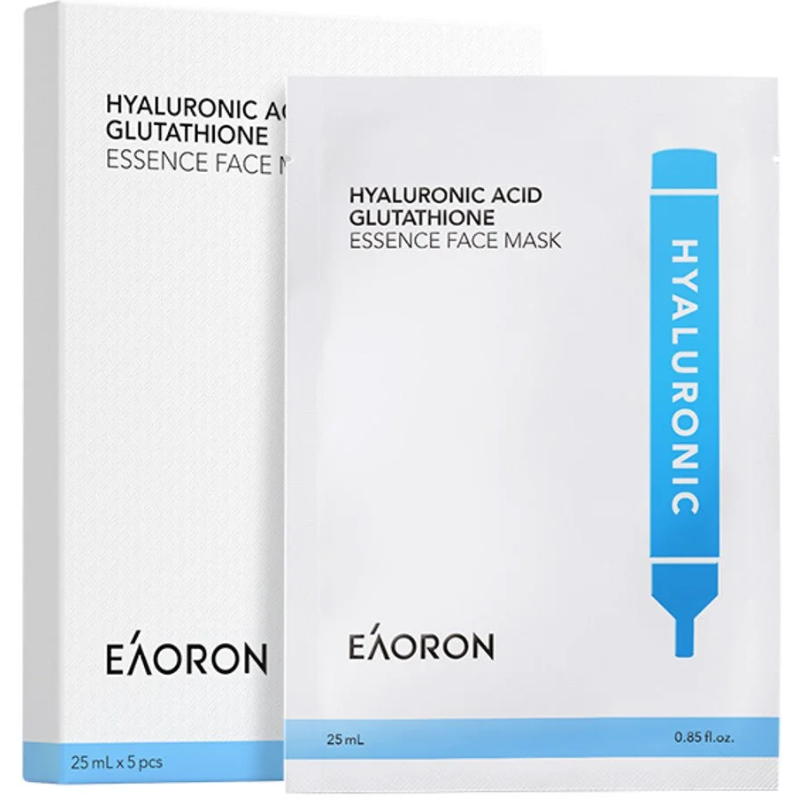 Eaoron Hyaluronic Acid Glutathione Essence Face Mask 5 Pack hydrating and brightening sheet masks for radiant healthy looking skin
