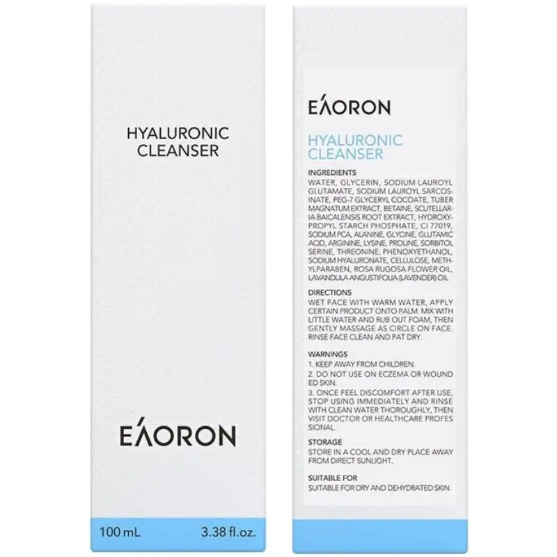 Eaoron Hyaluronic Cleanser 100ml gentle hydrating facial cleanser with hyaluronic acid for clean refreshed and moisturised skin