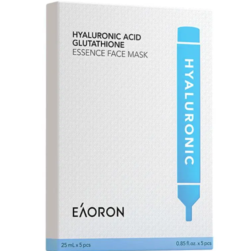 Eaoron Hyaluronic Acid Glutathione Essence Face Mask 5 Pack hydrating and brightening sheet masks for radiant healthy looking skin