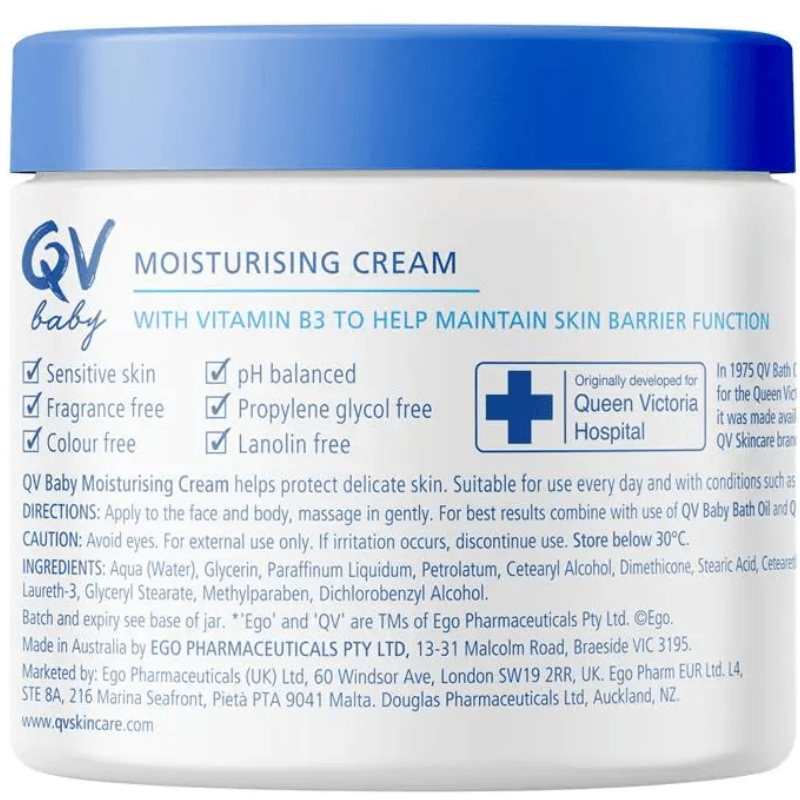 Ego QV Baby Moisturising Cream 250g gentle fragrance free daily moisturiser for babies with dry and sensitive skin