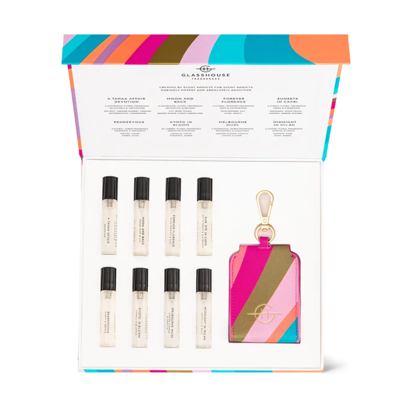 Glasshouse Fragrance Library Eau de Parfum 8 x 5ml Discovery Set with Travel Case Keyring