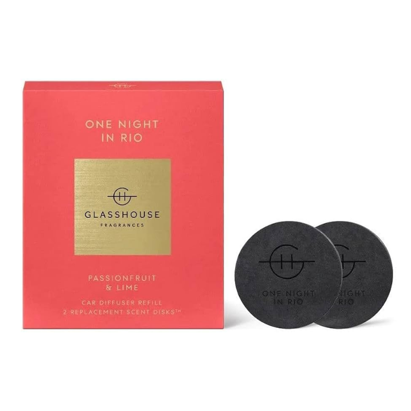 Glasshouse Fragrances One Night in Rio Replacement Scent Disks 2 Pack | Car Diffuser Refill