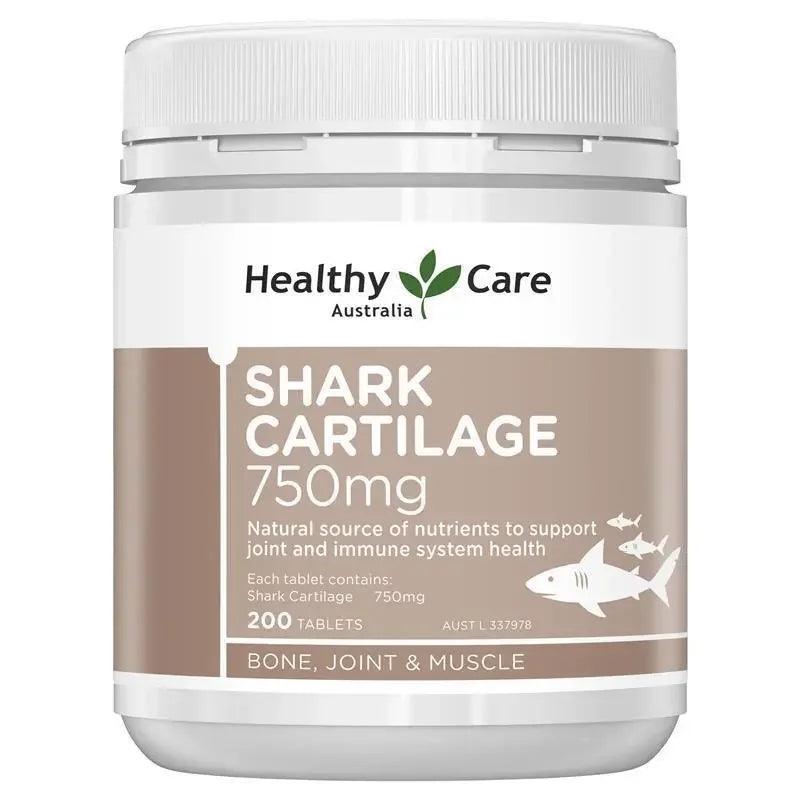 Healthy Care Shark Cartilage 750mg for joint, bone & muscle support, 200 tablets, Australia
