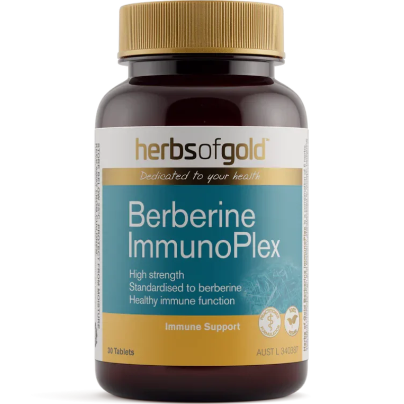 Herbs of Gold Berberine ImmunoPlex 30 Tablets Australian herbal supplement with berberine and plant extracts