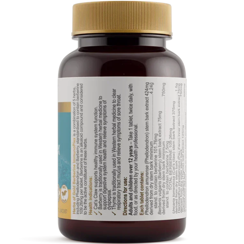 Herbs of Gold Berberine ImmunoPlex 30 Tablets Australian herbal supplement with berberine and plant extracts