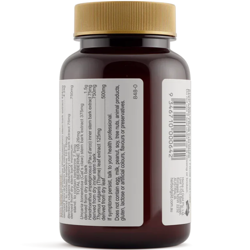 Herbs of Gold Berberine ImmunoPlex 30 Tablets Australian herbal supplement with berberine and plant extracts