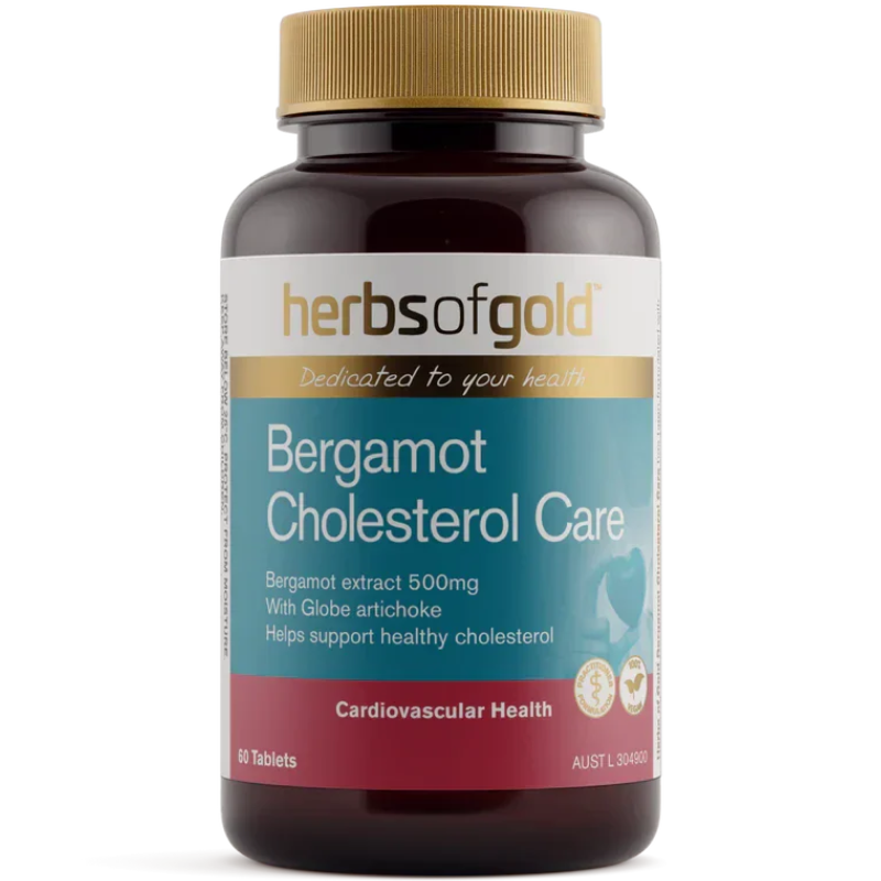 Herbs of Gold Bergamot Cholesterol Care 60 Tablets Australian herbal supplement with Bergamot and Globe Artichoke extracts