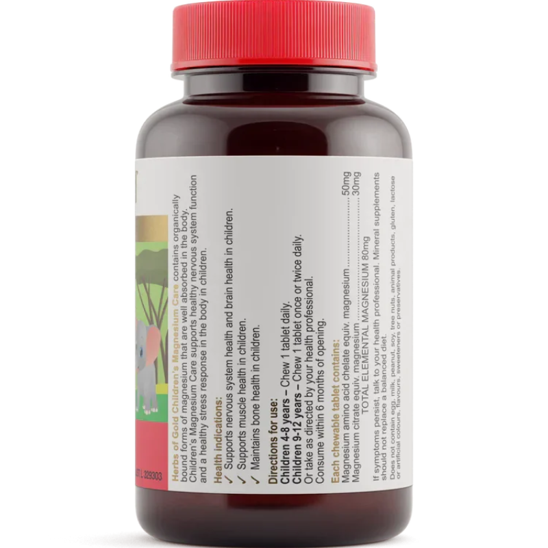 Herbs of Gold Children's Magnesium Care 60 Chewable Tablets Australian magnesium supplement for children