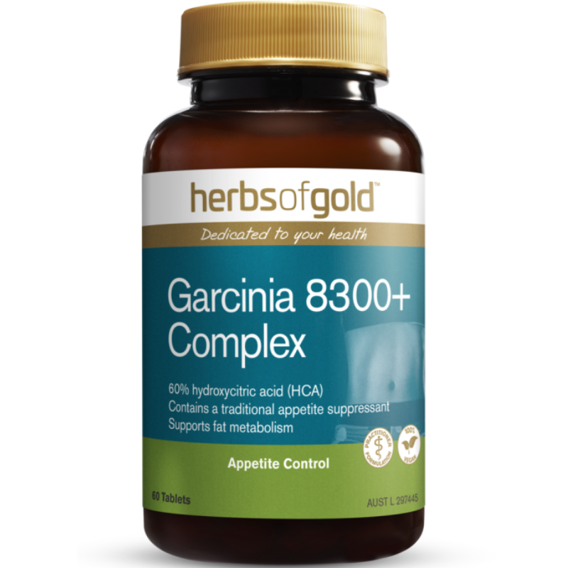 Herbs of Gold Garcinia 8300+ Complex 60 Tablets Australian herbal supplement with Garcinia cambogia and plant extracts