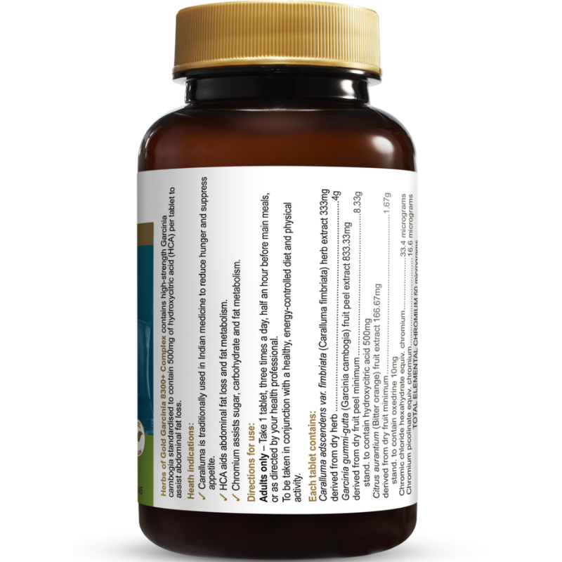 Herbs of Gold Garcinia 8300+ Complex 60 Tablets Australian herbal supplement with Garcinia cambogia and plant extracts