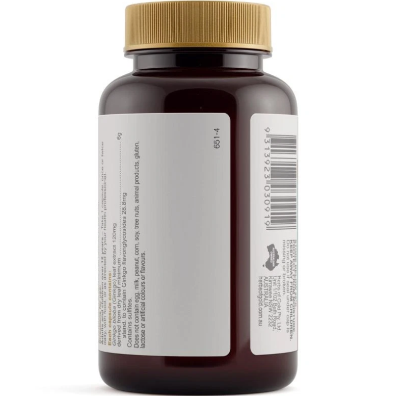 Herbs of Gold Ginkgo Biloba 6000 60 Capsules Australian herbal supplement with Ginkgo biloba extract
