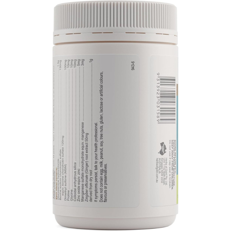 Herbs of Gold Glucosamine MAX 90 Tablets Australian supplement with glucosamine chondroitin MSM and ginger extract