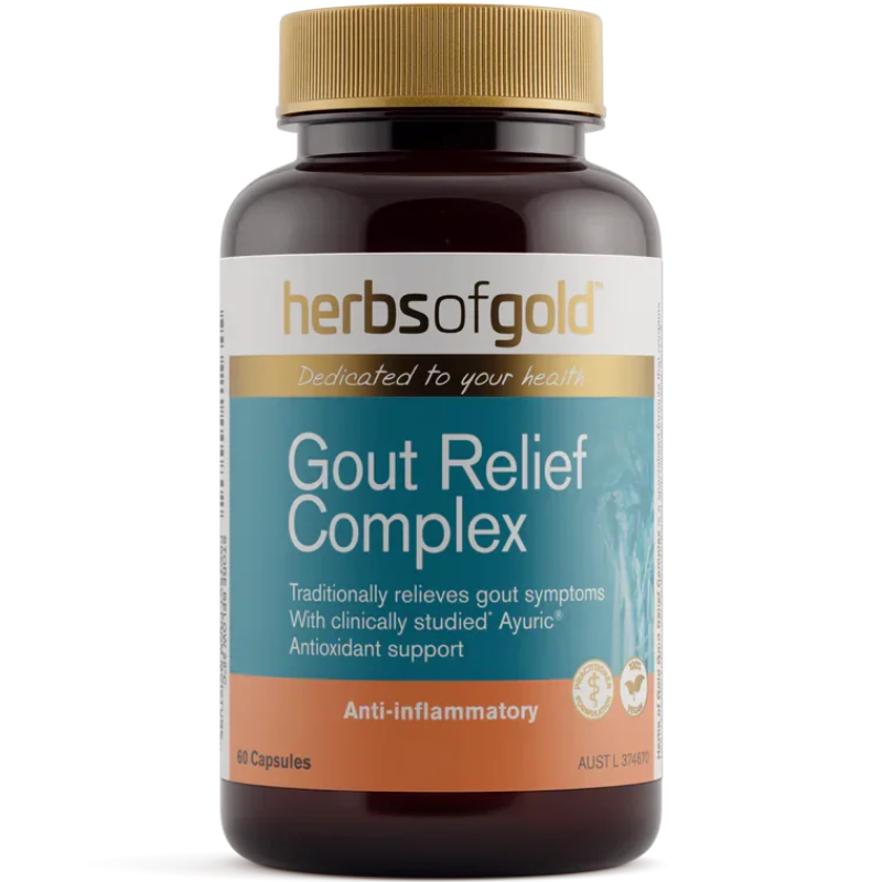 Herbs of Gold Gout Relief Complex 60 Capsules premium Australian herbal supplement in capsule format