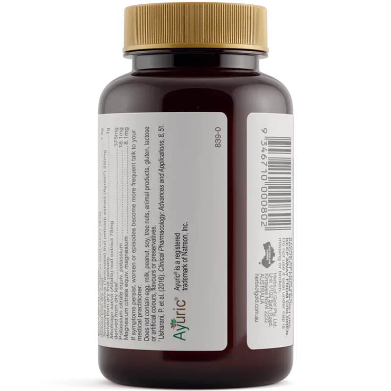 Herbs of Gold Gout Relief Complex 60 Capsules premium Australian herbal supplement in capsule format