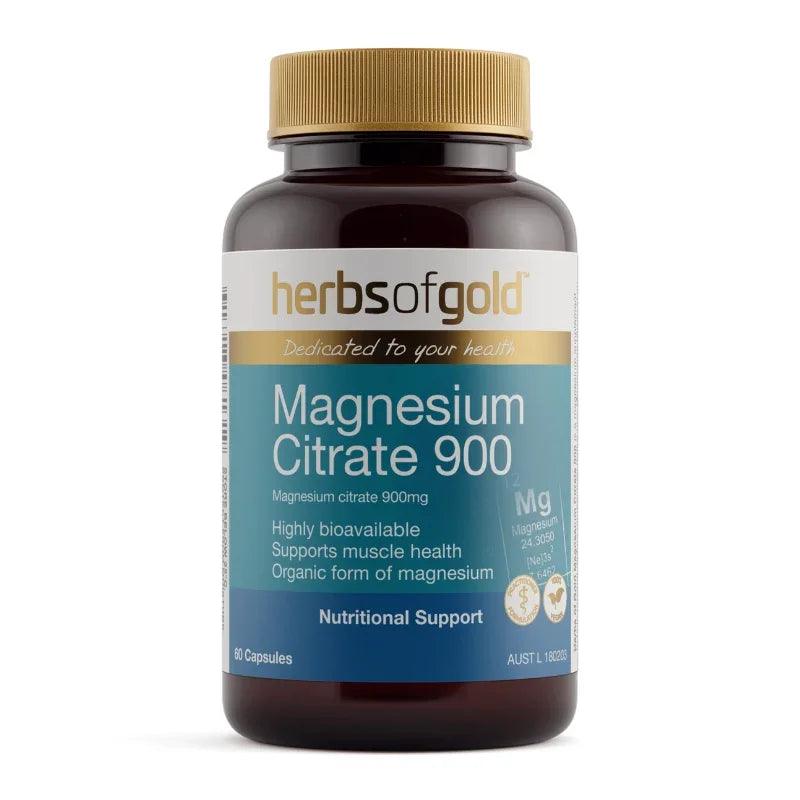 Herbs of Gold Magnesium Citrate 900 60 Capsules Australian magnesium supplement with magnesium citrate capsules