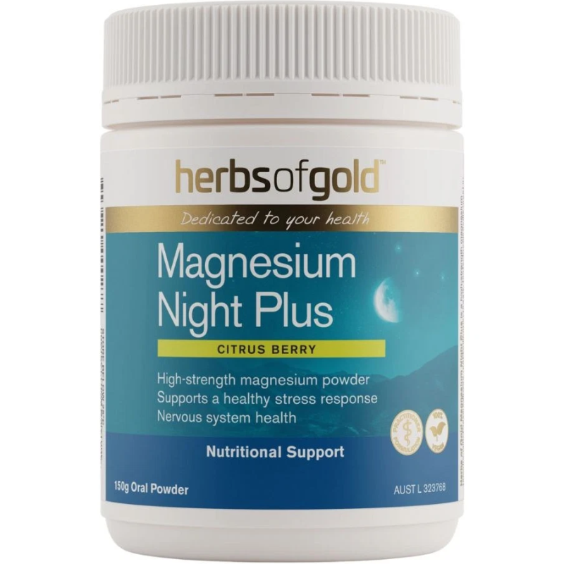 Herbs of Gold Magnesium Night Plus 150g Australian magnesium supplement powder