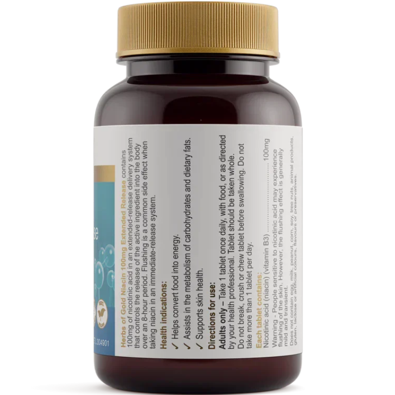 Herbs of Gold Niacin 100mg Extended Release 60 Tablets Australian vitamin B3 supplement