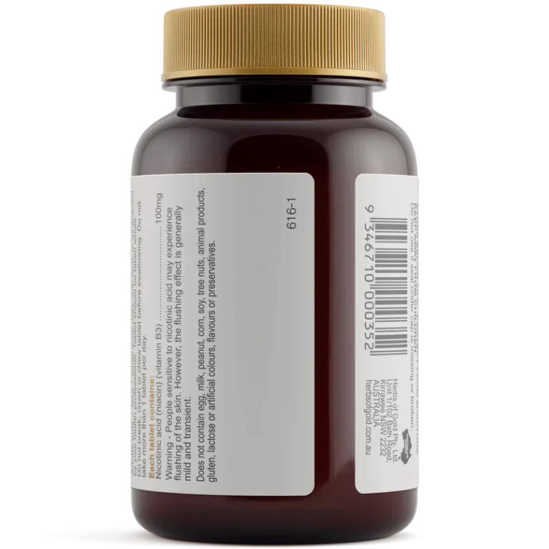 Herbs of Gold Niacin 100mg Extended Release 60 Tablets Australian vitamin B3 supplement