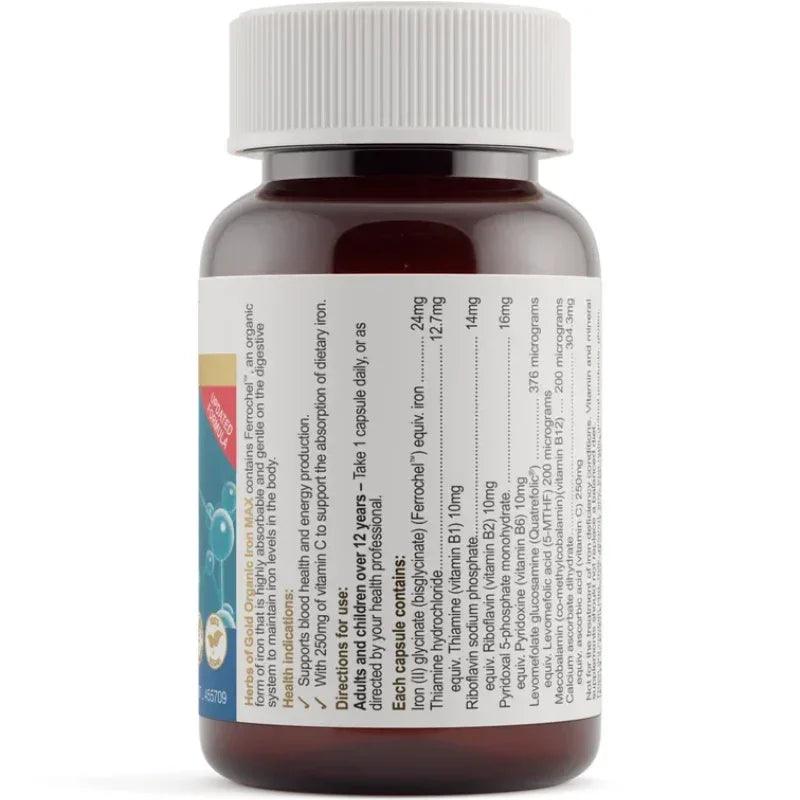 Herbs of Gold Organic Iron Max 30 Capsules Australian iron supplement