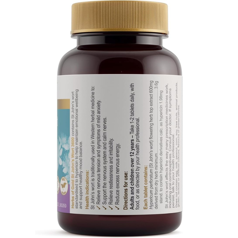 Herbs of Gold St John's Wort 3600 30 Tablets Australian herbal supplement with St John's Wort extract