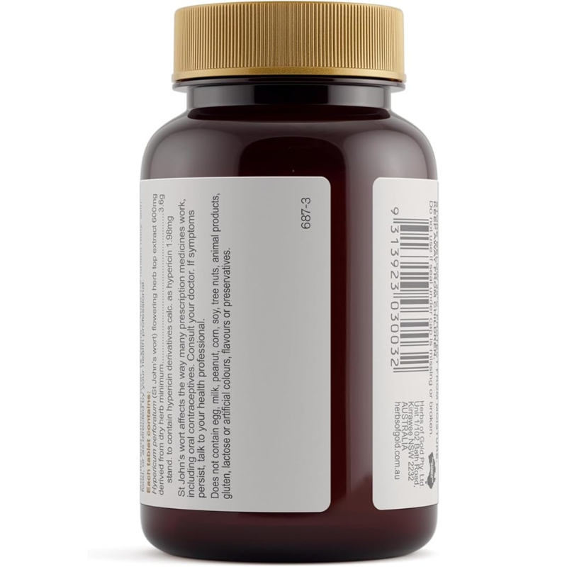 Herbs of Gold St John's Wort 3600 30 Tablets Australian herbal supplement with St John's Wort extract