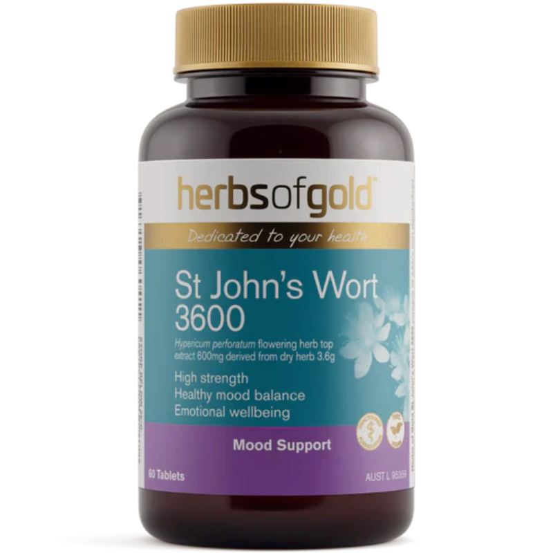 Herbs of Gold St John's Wort 3600 60 Tablets Australian herbal supplement with St John's Wort extract
