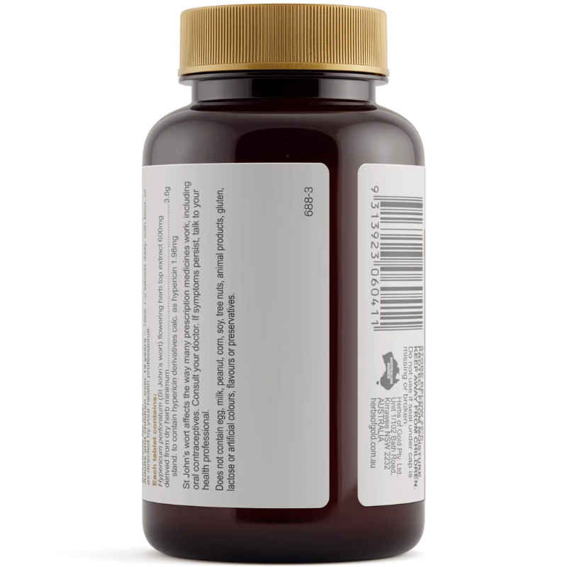 Herbs of Gold St John's Wort 3600 60 Tablets Australian herbal supplement with St John's Wort extract