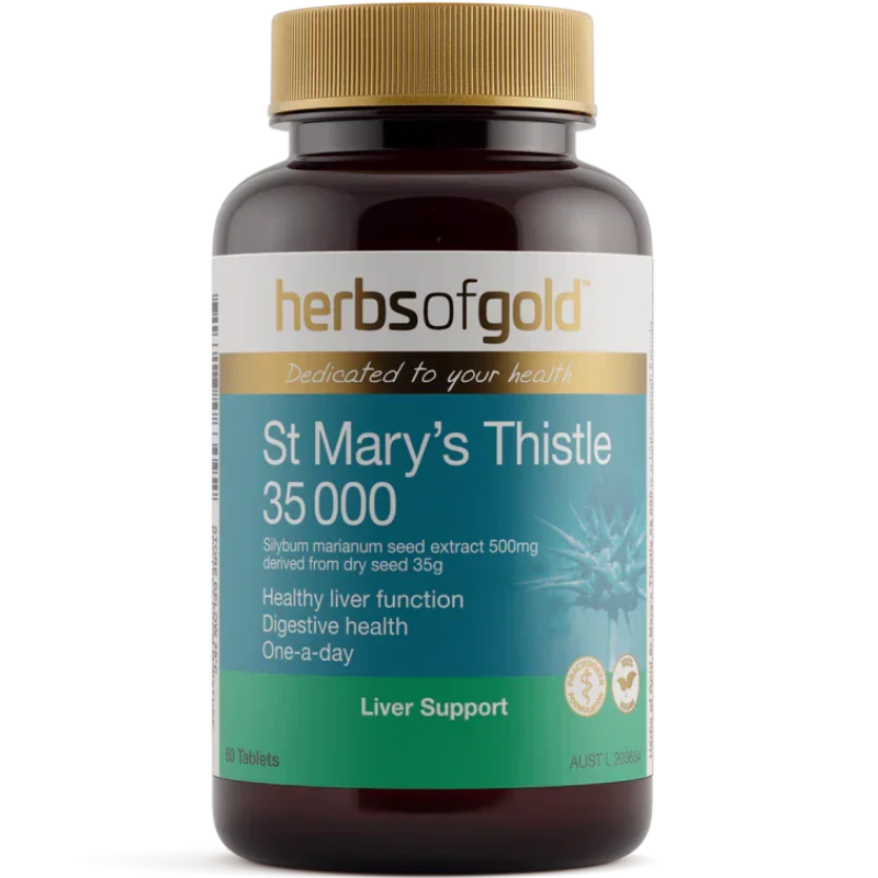 Herbs of Gold St Mary's Thistle 35000 60 Tablets Australian liver health supplement with milk thistle extract