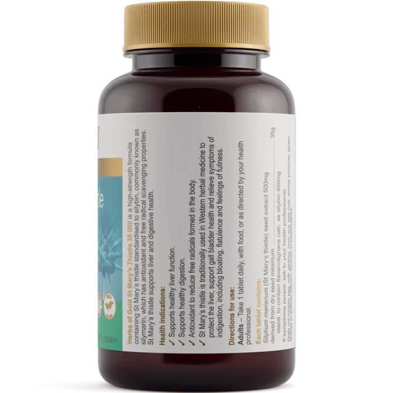 Herbs of Gold St Mary's Thistle 35000 60 Tablets Australian liver health supplement with milk thistle extract