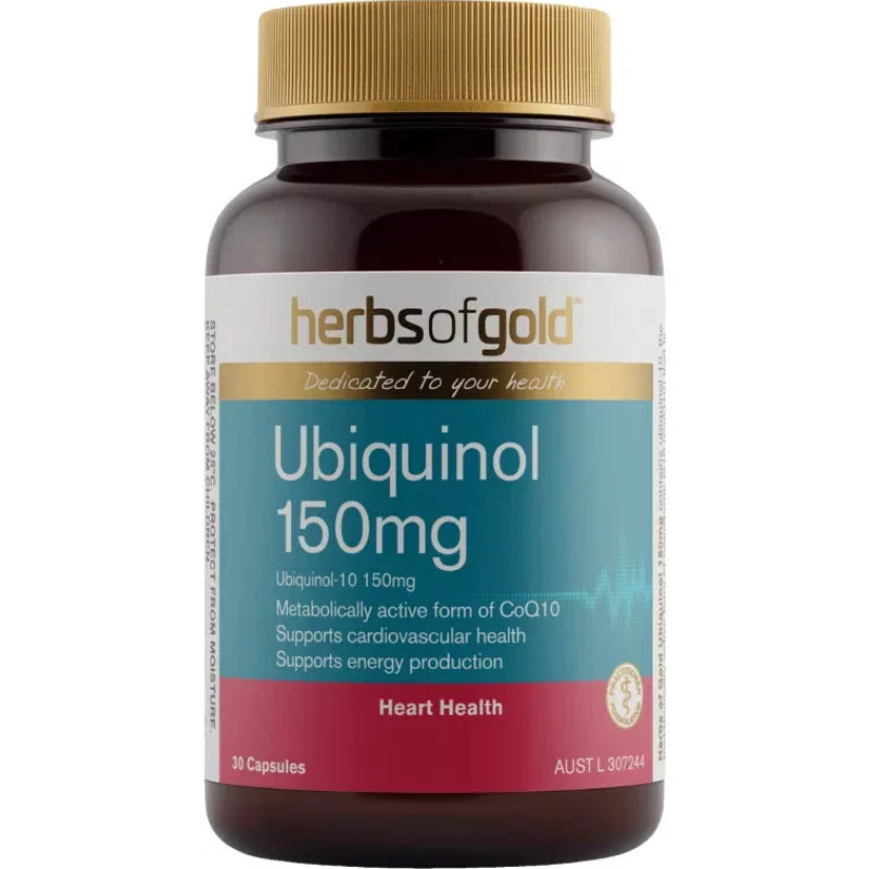 Herbs of Gold Ubiquinol 150mg 30 Capsules premium Australian ubiquinol supplement in capsule format