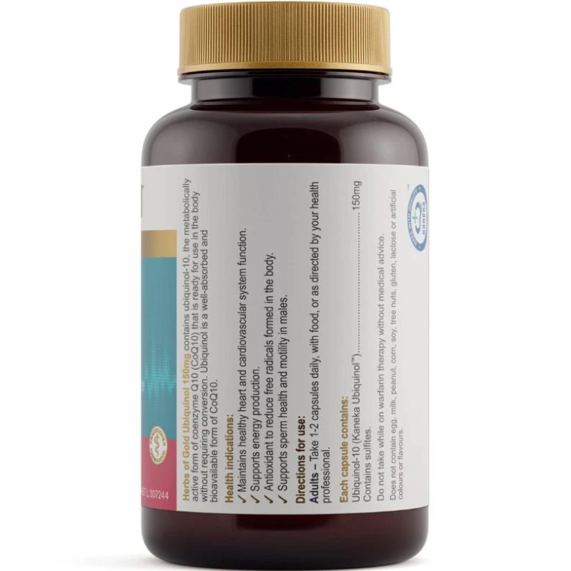Herbs of Gold Ubiquinol 150mg 60 Capsules premium Australian ubiquinol supplement in capsule form