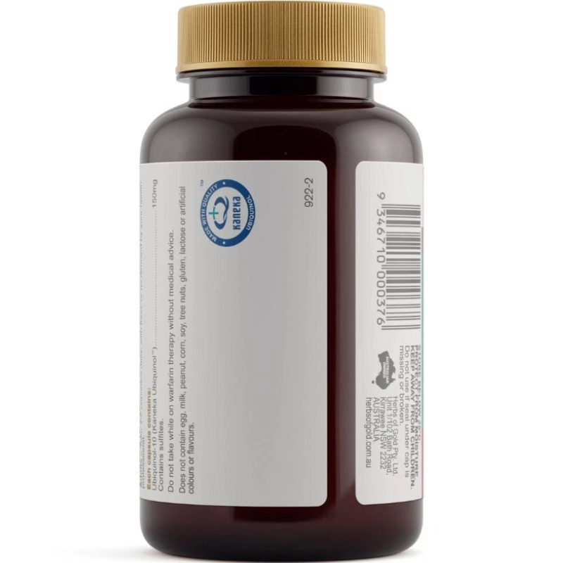 Herbs of Gold Ubiquinol 150mg 60 Capsules premium Australian ubiquinol supplement in capsule form