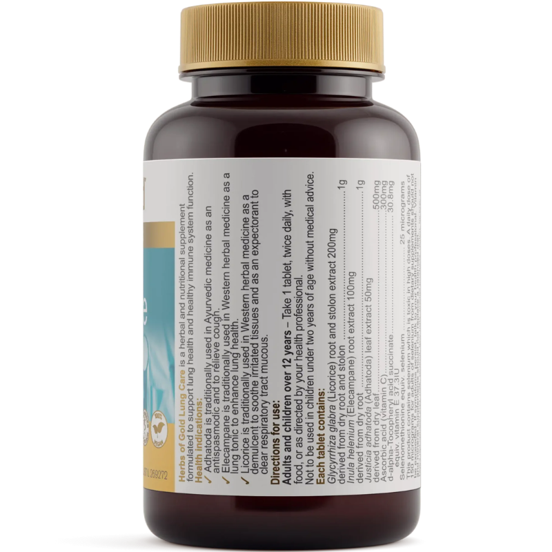 Herbs of Gold Lung Care 60 Tablets Australian herbal supplement with botanical extracts