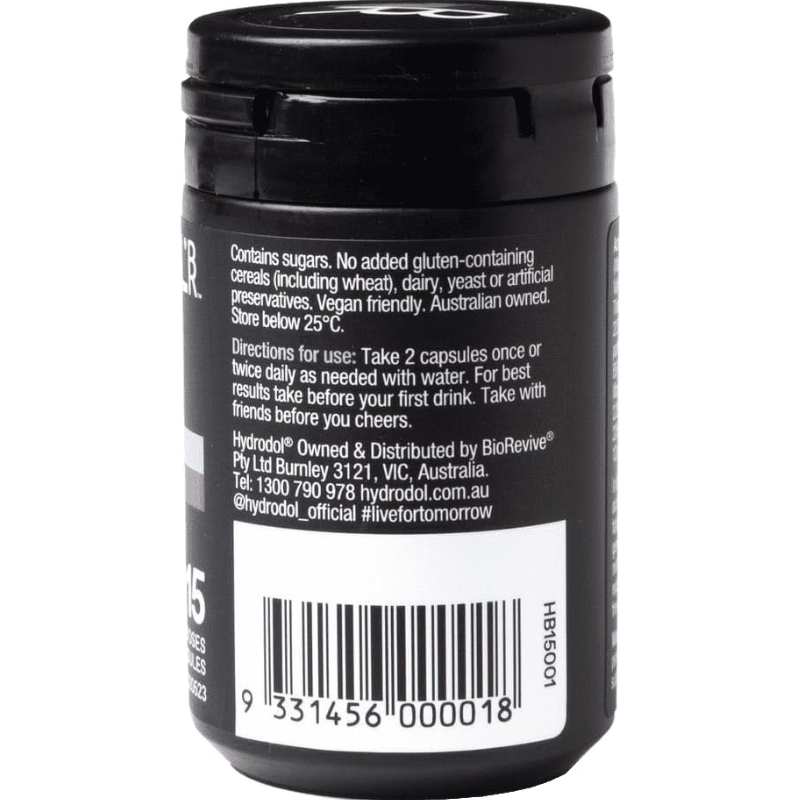 Hydrodol Before 15 Doses 30 Capsules dietary supplement for adults in convenient capsule format