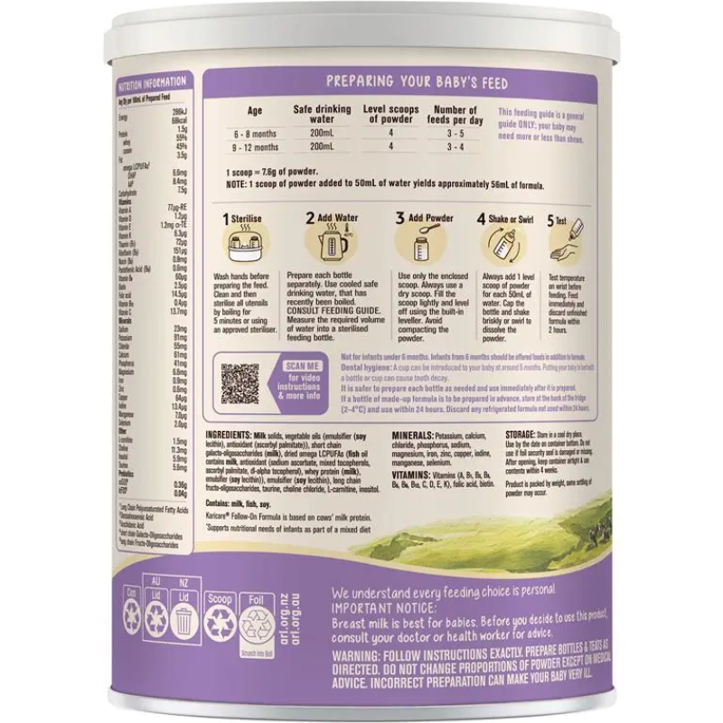 Karicare 2 Baby Follow-On Formula From 6–12 Months 900g Australian baby formula milk powder