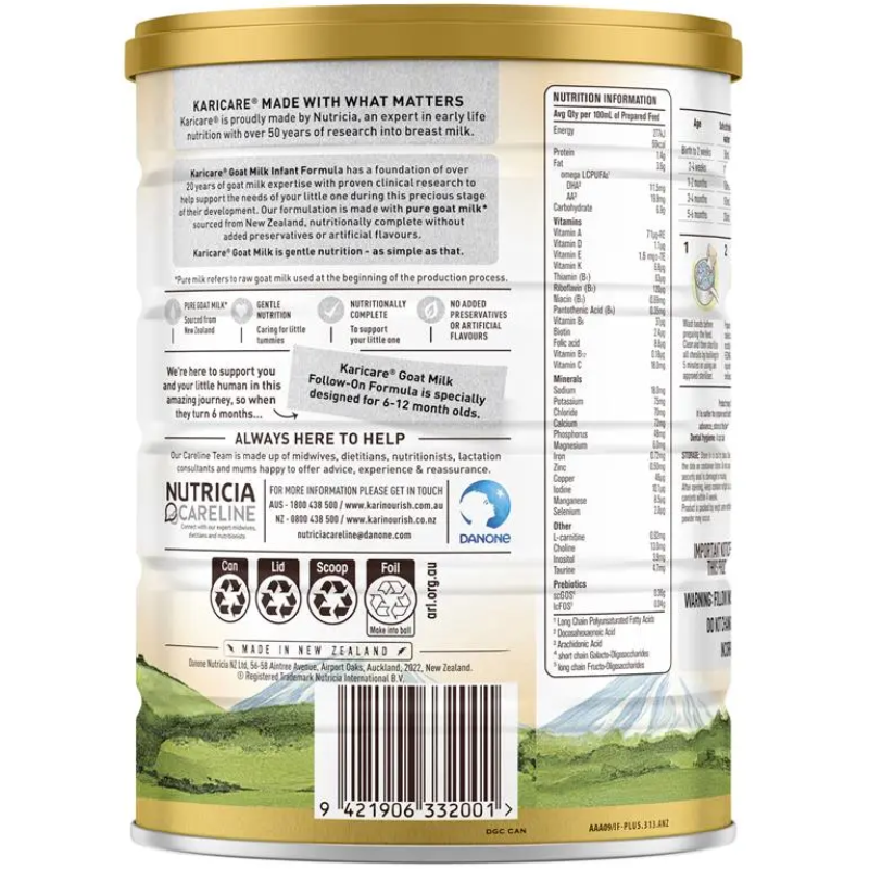 Karicare Goat Milk Stage 1 Infant Formula 900g Australian goat milk baby formula for birth to 6 months