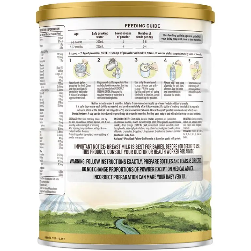 Karicare Goat Milk Stage 2 Follow-On Formula 900g Australian goat milk baby formula for 6 to 12 months