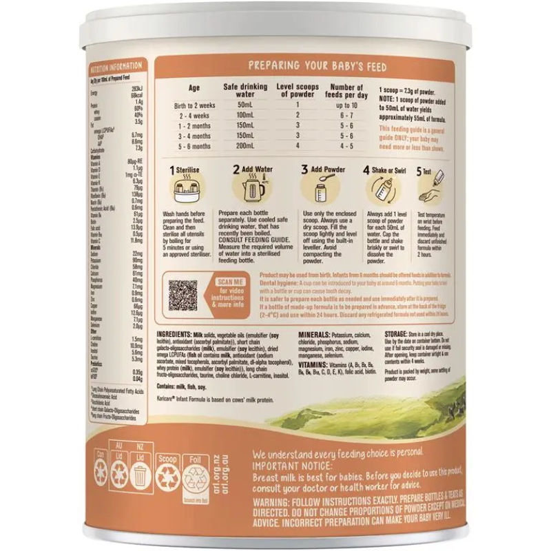 Karicare+ 1 Baby Infant Formula From Birth to 6 Months 900g Australian infant formula milk powder