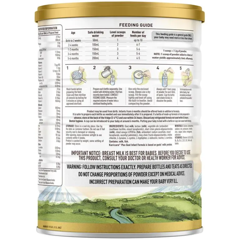 Karicare Goat Milk Stage 1 Infant Formula 900g Australian goat milk baby formula for birth to 6 months