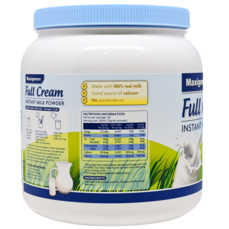 Maxigenes Full Cream Milk Powder 1kg Australian full cream instant milk powder made from 100% real milk