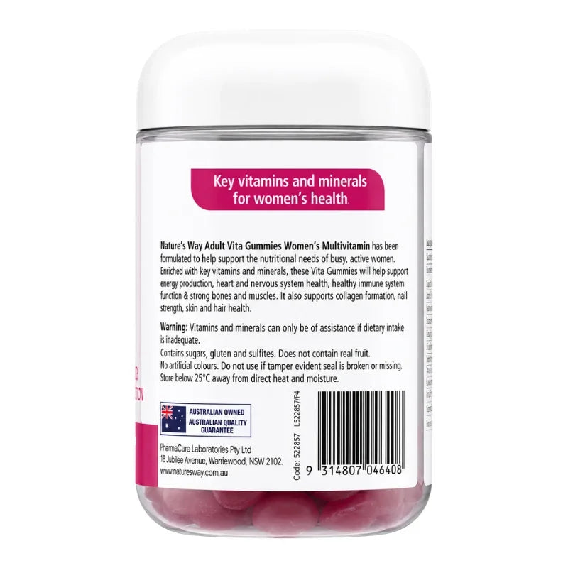 Nature's Way Adult Vita Gummies Women's Multivitamin 100 Gummies dietary supplement with vitamins and minerals for women